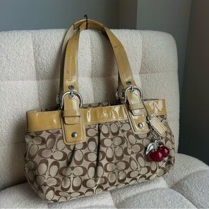 2010 Coach Pleated Soho Brown Monogram Shoulder Bag